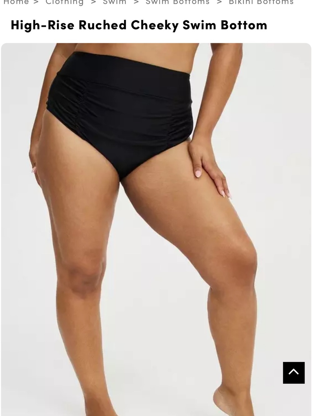 #T379 - NWT - Torrid Black Ruched Cheeky High-Rise Swim Bottom - 1X